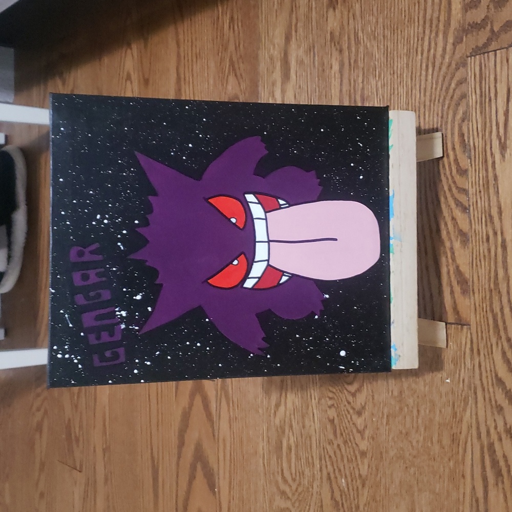 Handpainted Pokemon Inspired Gengar Canvas